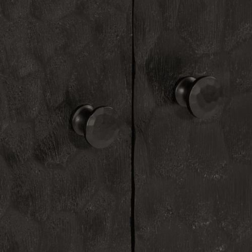 Страничен шкаф, черен, 60x33x75 см, манго масивно дърво