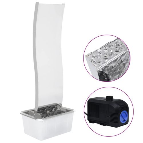 Градински фонтан с помпа, неръждаема стомана, 130 см, извит