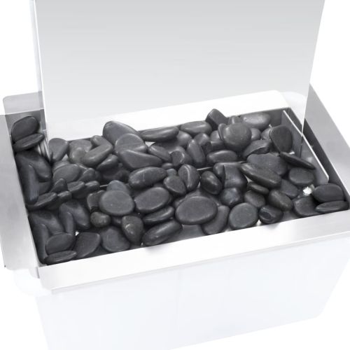 Градински фонтан с помпа, неръждаема стомана, 130 см, извит