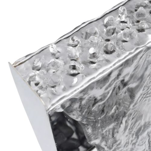 Градински фонтан с помпа, неръждаема стомана, 130 см, извит