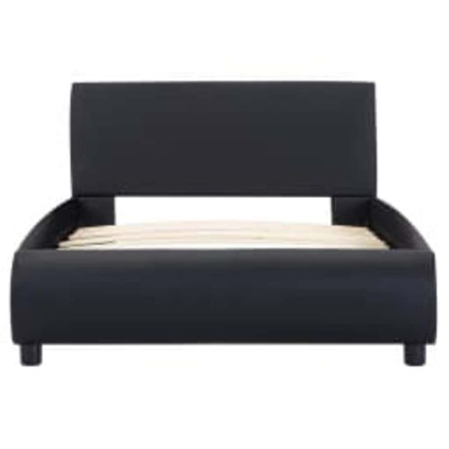 Рамка за легло с LED, черна, изкуствена кожа, 100x200 cм