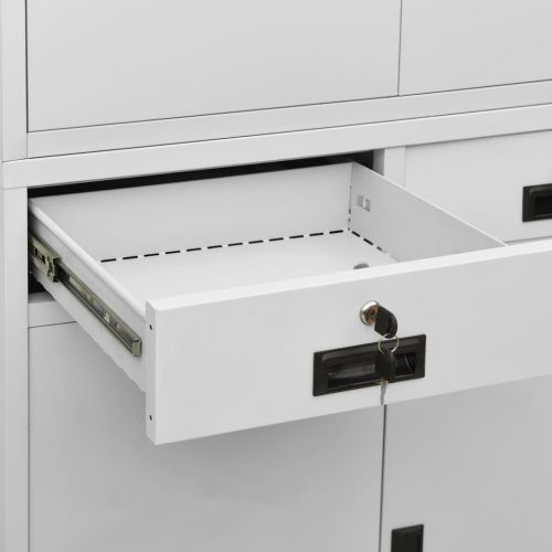 Офис шкаф, светлосив, 90x40x180 см, стомана