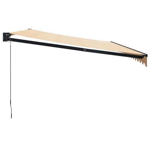 Прибираща се тента жълто и бяло 5x3 м плат и алуминий