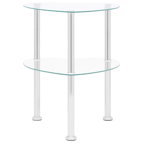 Странична маса с 2 рафта прозрачна 38x38x50 см закалено стъкло