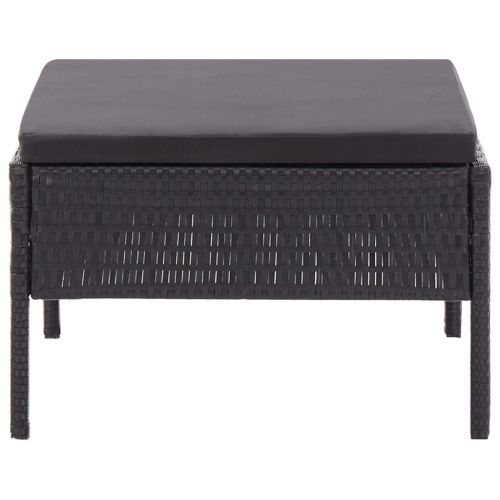 Градински комплект с възглавници, 3 части, полиратан, черен