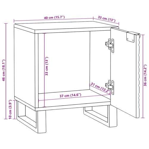 Нощен шкаф 2 pcs Натурално 40 x 33 x 46 см Инженерна дървесина
