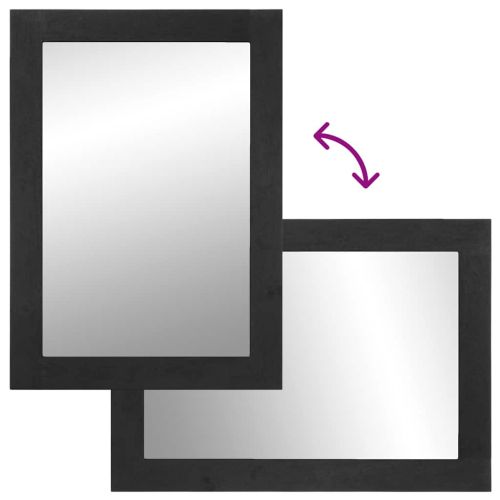 Огледало за баня, черно, 50x70x2,5 см, инженерно дърво и месинг