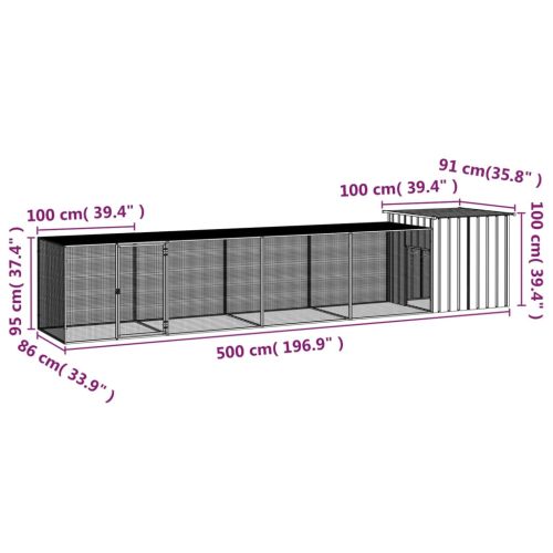 Клетка за пилета сива 500x91x100 см поцинкована стомана
