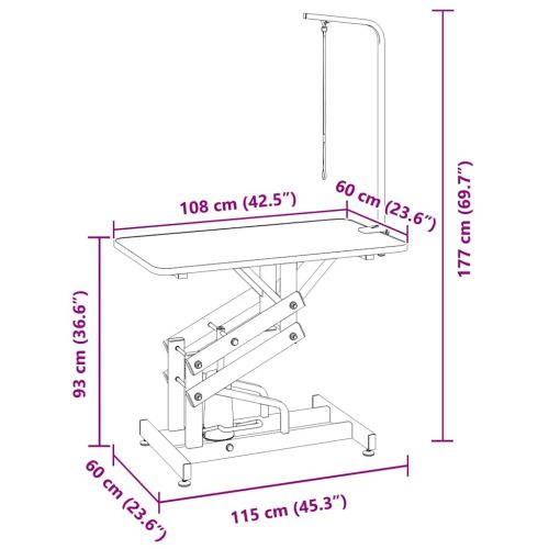 Хидравлична маса за подстригване на домашни любимци, регулируема