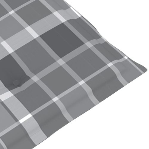 Градински столове, 2 бр, възглавници на сиво каре, тик масив