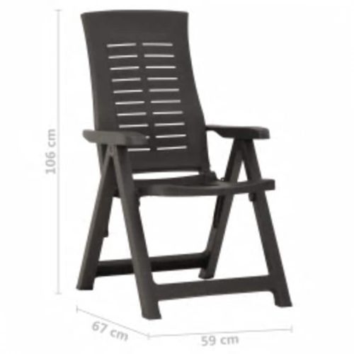 Градински регулируеми столове, 2 бр, пластмаса, антрацит
