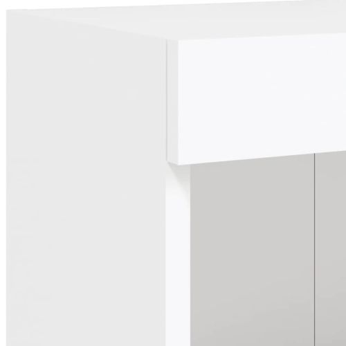 ТВ стенни модули с LED, 6 части, бели, инженерно дърво