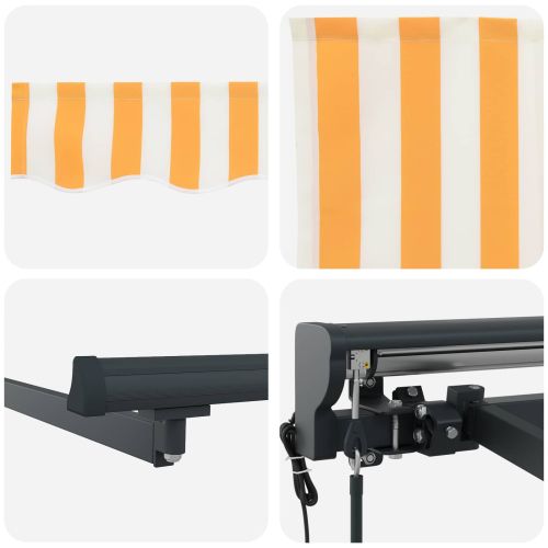 Рамка за сенник Жълт и бял 500 × 300 cm Полиестер с PU покритие