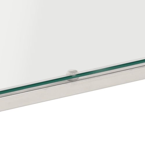 Кафе маса, сребриста, неръждаема стомана и закалено стъкло