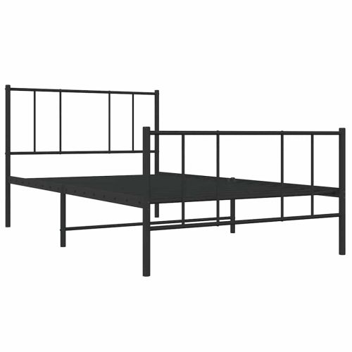 Метална рамка за легло с горна и долна табла, черна, 80x200 см