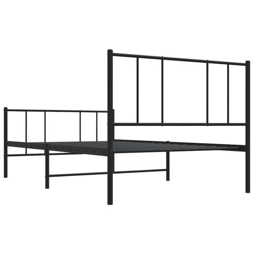 Метална рамка за легло с горна и долна табла, черна, 80x200 см
