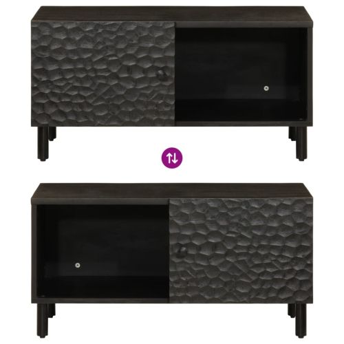 Кафе маса, черна, 80x50x40 см, мангово дърво масив