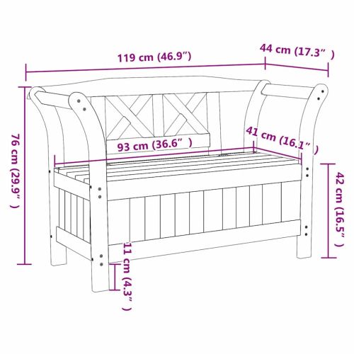Външна пейка Кафяво 119 x 44 x 76 см Солидно борово дърво
