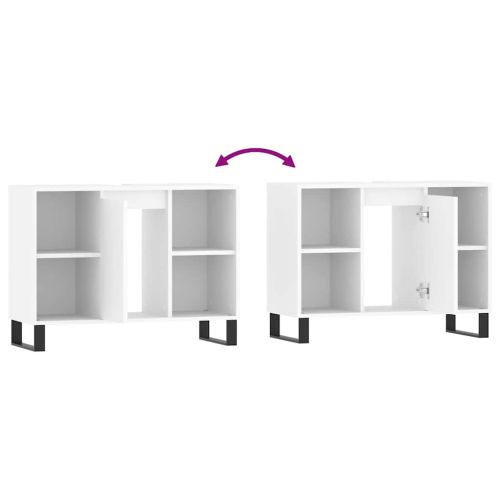 Шкаф за баня, бял, 80x33x60 см, инженерно дърво