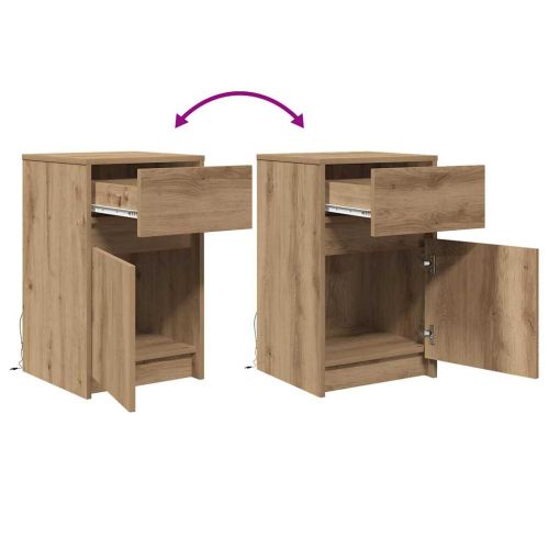 LED нощно шкафче с чекмедже 2 pcs дъб артизан 38 x 34 x 61 см