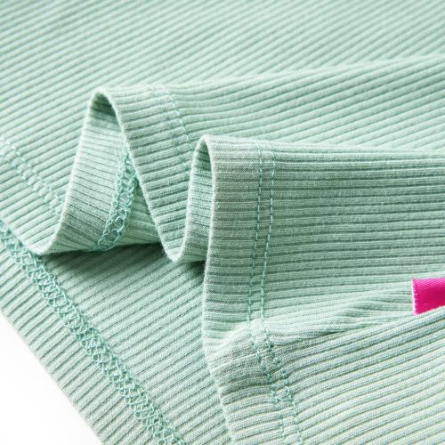 Детска тениска с дълги ръкави, ниска яка, тъмна мента, 140