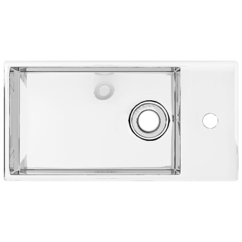 Мивка с преливник, 49x25x15 см, керамична, сребриста