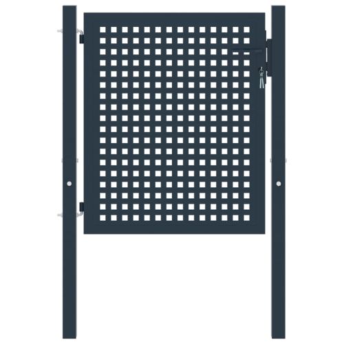 Оградна порта, антрацит, 102x75 см, стомана