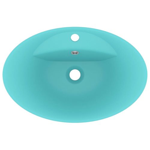 Мивка с преливник лукс овал светлозелен мат 58,5x39 см керамика
