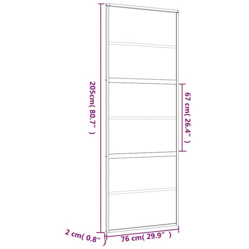 Плъзгаща се врата 76x205 см матирано ESG стъкло и алуминий