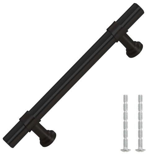 Дръжки за шкафове, 10 бр, черни, 96 мм, неръждаема стомана