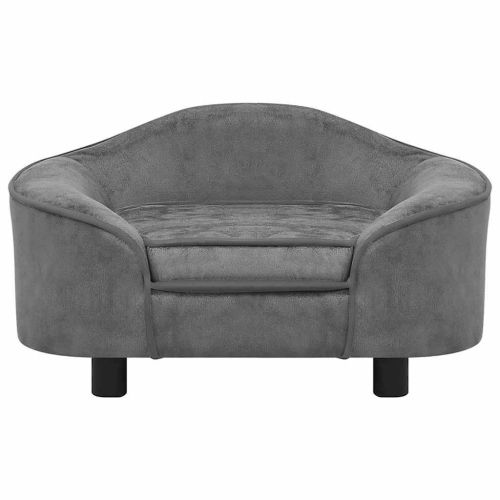 Кучешки диван, сив, 67x47x36 см, плюш