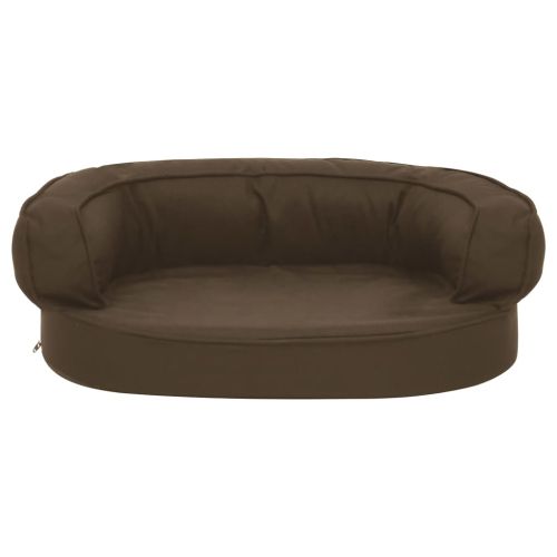 Ергономичен матрак кучeшко легло, 60x42 см, с вид на лен, кафяв