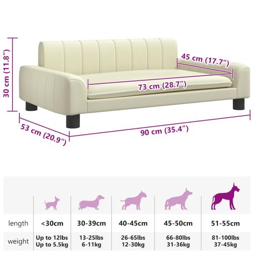 Кучешко легло, кремаво, 90x53x30 см, изкуствена кожа