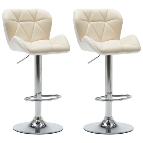 Бар табуретки, 2 бр, кремави, изкуствена кожа