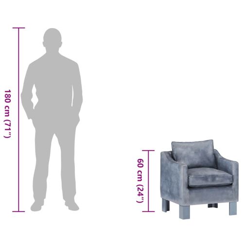 Фотьойл, сив, естествена кожа