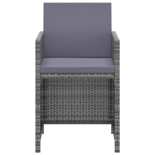 Градински комплект с възглавници 3 части полиратан сив