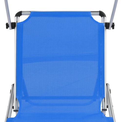 312457 Folding Sun Loungers with Roof 2 pcs Aluminium&Textilene Blue