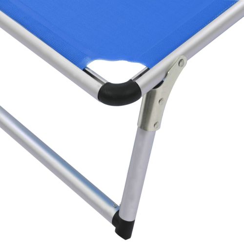 312457 Folding Sun Loungers with Roof 2 pcs Aluminium&Textilene Blue
