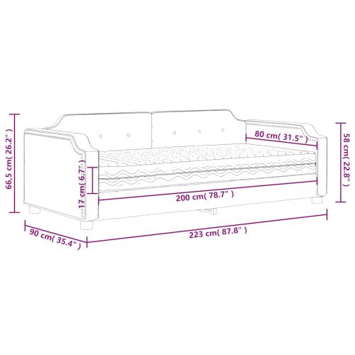 Канапе с матрак, черно, 80x200 см, плат