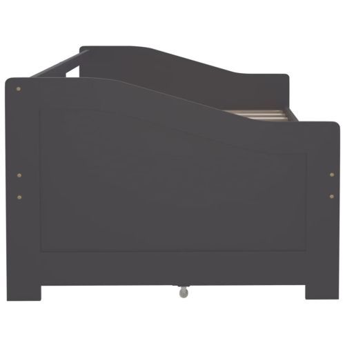 3-местно дневно легло с чекмеджета, сиво, бор масив, 90х200 см