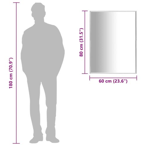 Огледало, сребристо, 80x60 см