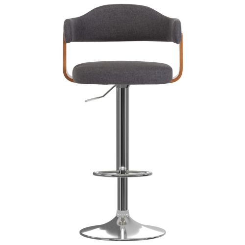 Бар табуретки, 2 бр, тъмносиви, извито дърво и текстил