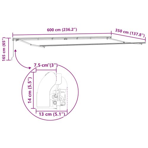 Сгъваем навес Бежово 600 × 350 cm Полиестер и стомана