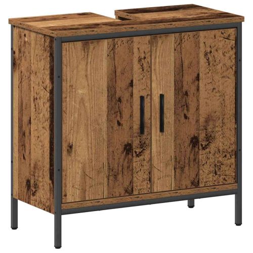 Комплект мебели за баня с рафт 2 pcs Кафяво Инженерно дърво