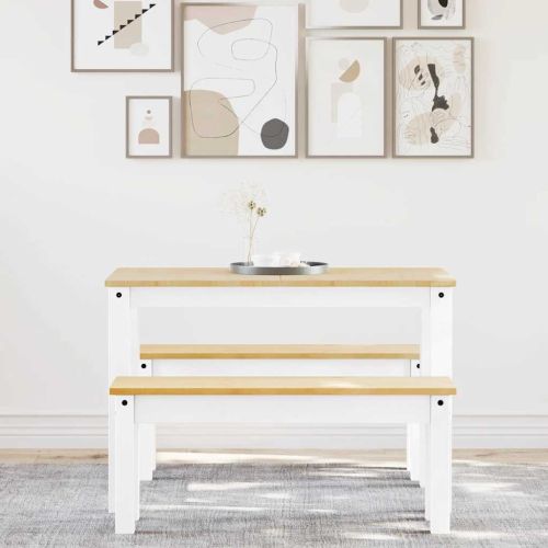 Трапезен комплект от 3 части PANAMA, Бяла бор масив