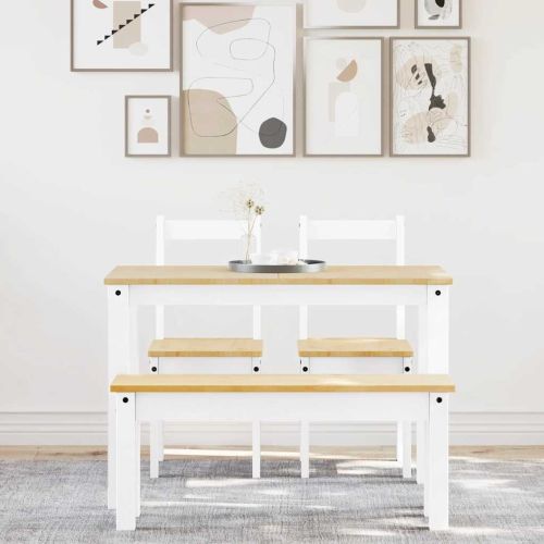 Трапезен комплект от 4 части PANAMA, Бяла бор масив