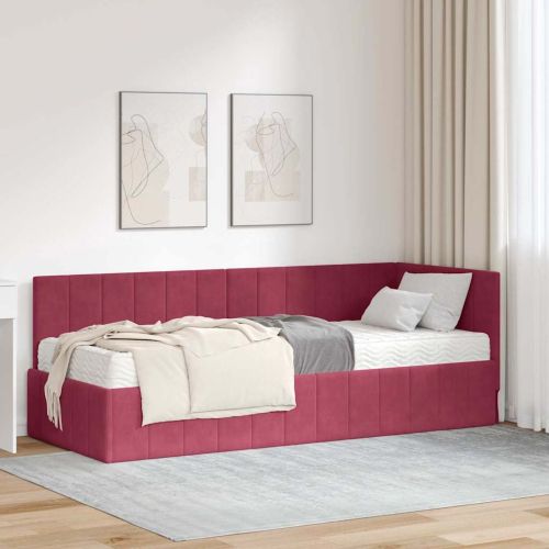 Ъглова рамка за легло с матрак с таблото 2 pcs Зелен Кадифе