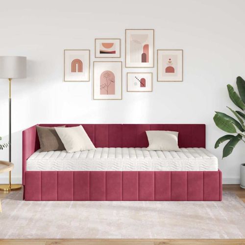 Ъглова рамка за легло с матрак с таблото 2 pcs Зелен Кадифе