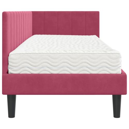 Ъглова рамка за легло с матрак с таблото 2 pcs Зелен Кадифе