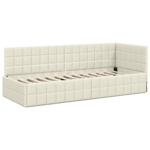 Ъглова рамка за легло с матрак с таблото 2 pcs Крем Кадифе